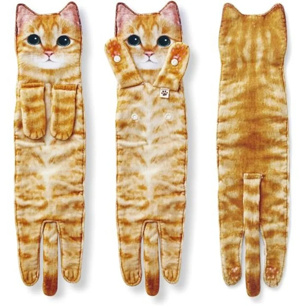Funny Hand Towels - Cute Cat Decor Hanging Washcloths & Face Towels